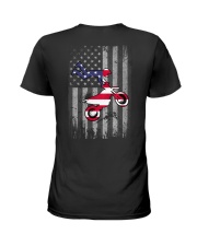 Motocross US Flag Back Ladies T-Shirt tile