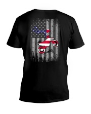 Motocross US Flag Back V-Neck T-Shirt tile