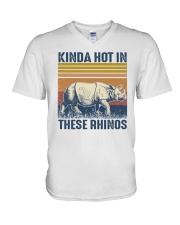 Kinda hot in these rhinos V-Neck T-Shirt tile