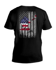 Hockey US Flag Back V-Neck T-Shirt tile