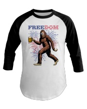 Bigfoot Freedom Independence Day 4th of July Baseball Tee tile