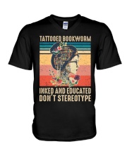 Tattooed bookworm Inked and Educated V-Neck T-Shirt tile