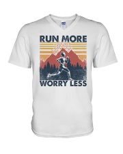 Run More Worry Less V-Neck T-Shirt tile