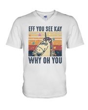 Unicorn Eff You See Kay Why Oh You V-Neck T-Shirt tile