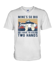 Mine's so big I have to use two hands V-Neck T-Shirt tile