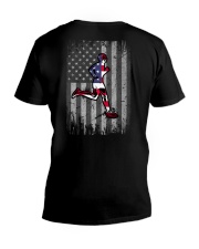 Running US Flag Back V-Neck T-Shirt tile