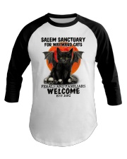 Salem Sanctuary For Wayward Cats Est 1692 Baseball Tee tile