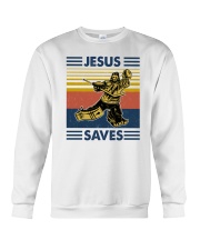 Hockey Jesus Saves Crewneck Sweatshirt tile