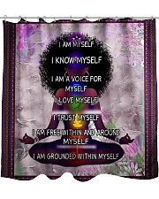 Black woman meditation Shower Curtain tile