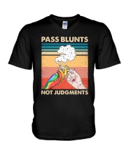 Pass Blunts Not Judgments V-Neck T-Shirt tile