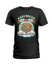 Eat bread Hail satan Ladies T-Shirt tile