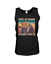Retro Stay at home or dance with us Unisex Tank tile