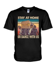 Retro Stay at home or dance with us V-Neck T-Shirt tile