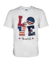 Yarn Lovelife Happy Independence Day V-Neck T-Shirt tile
