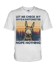 Let Me Check My Giveashitometer Nope Nothing V-Neck T-Shirt tile