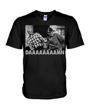 Horror Halloween Characters Daaaaaamn V-Neck T-Shirt tile
