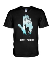 Bigfoot i hate people V-Neck T-Shirt tile