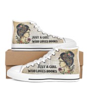 Just a girl who loves books Women's High Top White Shoes outside-right-inside-right