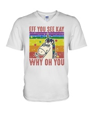 LGBTQ Unicorn Eff You See Kay Why Oh You V-Neck T-Shirt tile