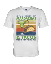 Margaritas and Tacos think about me too V-Neck T-Shirt tile