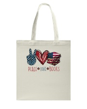 Peace Love Books Tote Bag tile
