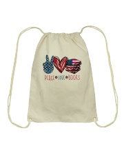 Peace Love Books Drawstring Bag tile