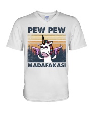 Unicorn Pew Pew Madafakas V-Neck T-Shirt tile