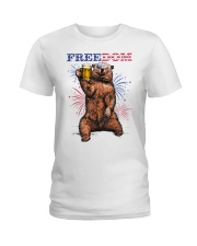 Bear Freedom Independence Day 4th of July Ladies T-Shirt tile