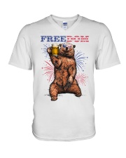Bear Freedom Independence Day 4th of July V-Neck T-Shirt tile
