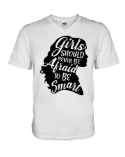 Girls should never be afraid to be smart V-Neck T-Shirt tile
