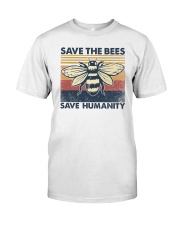 Retro vintage Save the bees Save humanity Classic T-Shirt front