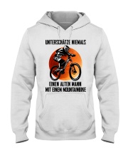 Never underestimate an old man w a mountain bike Hooded Sweatshirt tile