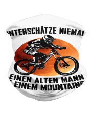 Never underestimate an old man w a mountain bike Neck Gaiter tile