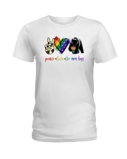 LGBT Peace Love Mom Hugs Bear Ladies T-Shirt tile