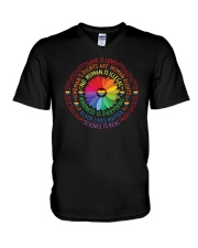Rainbow Black Lives Matter Science V-Neck T-Shirt tile