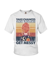 Take chances make mistake get messy Youth T-Shirt tile