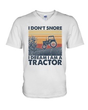 Retro I Don't Snore I Dream I'm A Tractor V-Neck T-Shirt tile