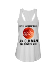 Never underestimate old man drop acid Ladies Flowy Tank tile