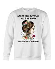 Books And Tattoos Make Me Happy Crewneck Sweatshirt tile