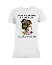 Books And Tattoos Make Me Happy Premium Fit Ladies Tee tile