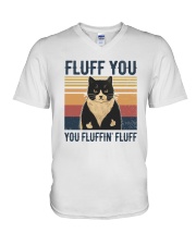 Summer Vintage Black Cat Fluff You V-Neck T-Shirt tile