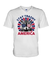 Stay trashy America V-Neck T-Shirt tile