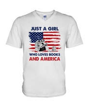 Just A Girl Who Loves Books V-Neck T-Shirt tile