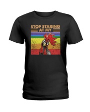 LGBTQ pride Stop staring at my cock Ladies T-Shirt tile