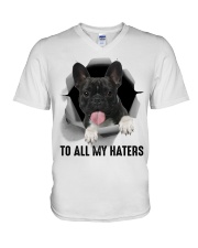 Frenchie To all my haters V-Neck T-Shirt tile