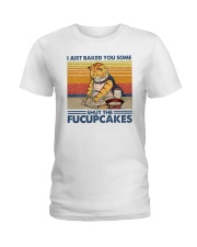 Cat shut the fucupcakes Ladies T-Shirt tile