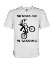 Keep your bike high V-Neck T-Shirt tile