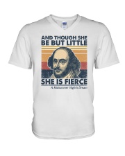 And though she be but little She is fierce V-Neck T-Shirt tile
