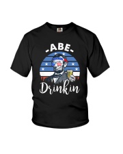 America Flag Abe Drinkin Independence Day Youth T-Shirt tile