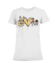 Peace Love Horror Movies Premium Fit Ladies Tee tile